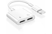USB-kabel - SiGN Lightning to 2x Lightning Adapter - 5V - 2A - 10cm - Charge and Listen - White - SN-IPHL