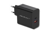 Mobiel - Adapters & Opladers - Qoltec 51716 Voedingsadapter - 63 W - USB-C PD en USB QC 3.0 - Zwart - 51716