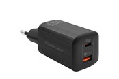 Mobiel - Adapters & Opladers - Qoltec GaN ULTRA 50766 Voedingsadapter - 65 W - USB-C en USB-A - Zwart - 50766