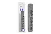 Voedingskabel (extern) - Qoltec 50277 stekkerdoos - 6 Type F stopcontacten - 1.8 m - 3680 W - Grijs - 50277