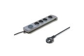 Voedingskabel (extern) - Qoltec 50164 overspanningsbeveiliging - 4 AC-stopcontacten - 230 V - 2.5 m - Grijs - 50164
