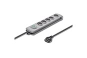 Voedingskabel (extern) - Qoltec Overspanningsbeveiliging 50272 - 5 AC-stopcontacten - 3 m snoer - Grijs - 50272