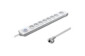 Voedingskabel (extern) - Qoltec 50293 Overspanningsbeveiliging - 8 AC-stopcontacten - 230 V - 2200 W - 1.5 m - Wit - 50293