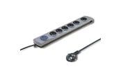 Voedingskabel (extern) - Qoltec Overspanningsbeveiliging 50166 - 6 stopcontacten - 3 m - Grijs - 50166