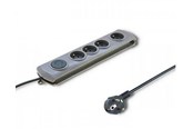 Voedingskabel (extern) - Qoltec Quick switch 50163 Overspanningsbeveiliging - 4 stopcontacten - 1.5 m snoer - Grijs - 50163
