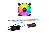 Case Fan - DUTZO RGB-kit 1 - 1x fan + 1x LED strip + remote & Controller - 120mm - Zwart met RGB-licht - 24 dBA - DRGB-BUNDLE1