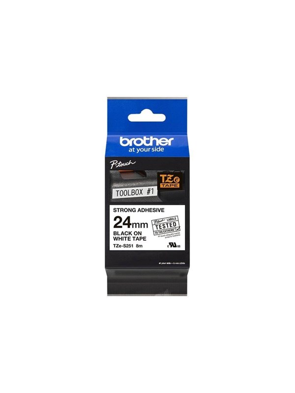 Brother Tape brother 24 mm Zwart/wit tze-s251 strong adhesive