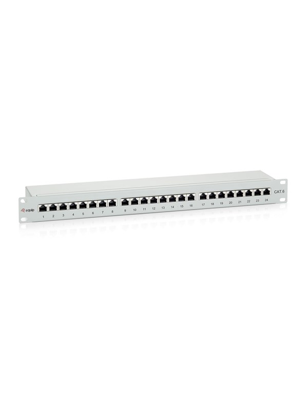 Digital Data Equip Premium 24-Port Cat.6 Shielded Patch Panel Light Grey