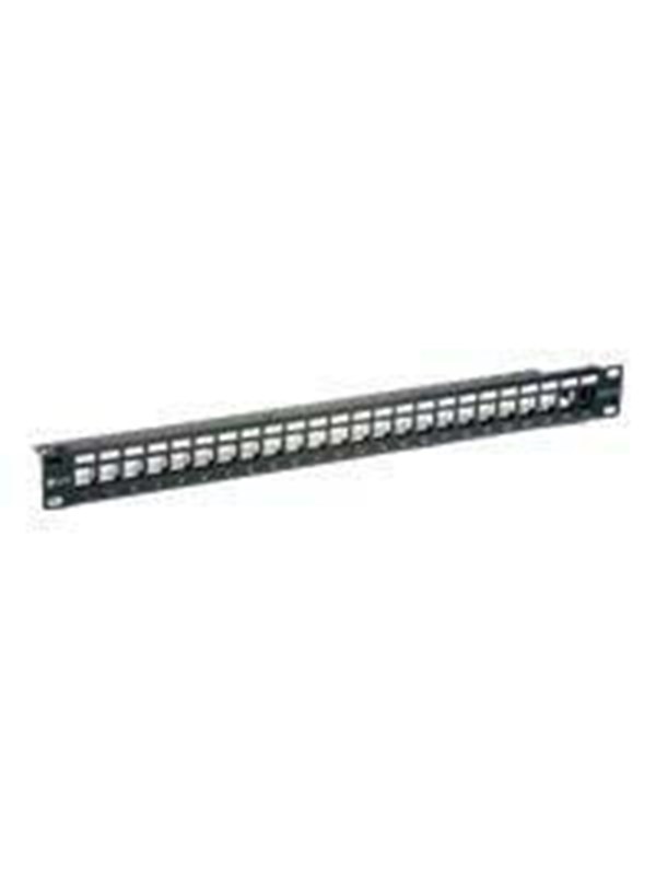 Equip 769124 Cat.6 Panel for 24 Keystone Jacks, shielded, black shielded, equip pro