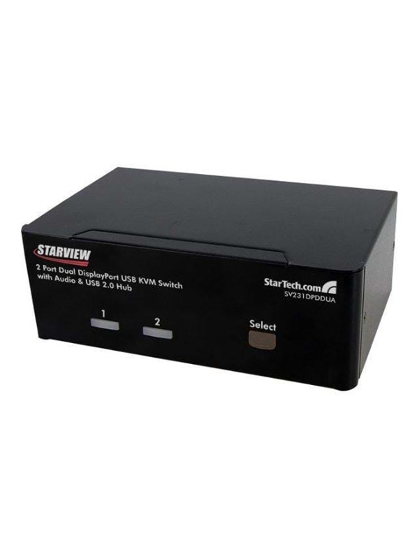 StarTech.com 2 Port Dual DisplayPort USB KVM-schakelaar w/ Audio & USB Hub