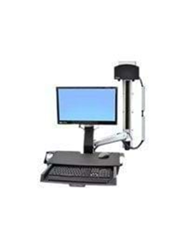 Ergotron StyleView Sit-Stand Combo System with Worksurface and Small Black CPU Holder
