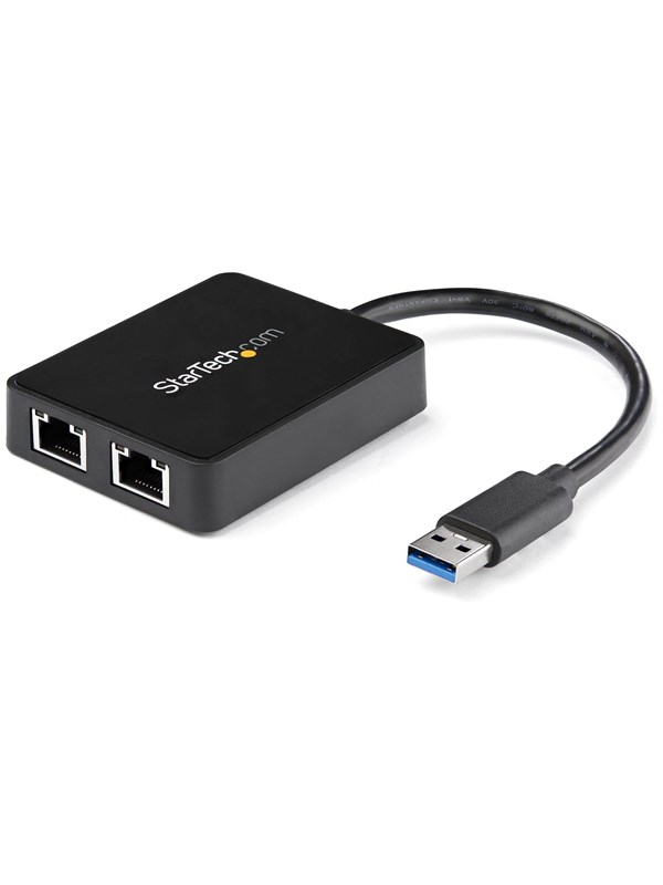 StarTech.com USB32000SPT USB 3.0 to Dual Port Gigabit Ethernet Adapter w/ USB Port 10/100/1000 Mbps USB Gigabit LAN Network NIC Adapter