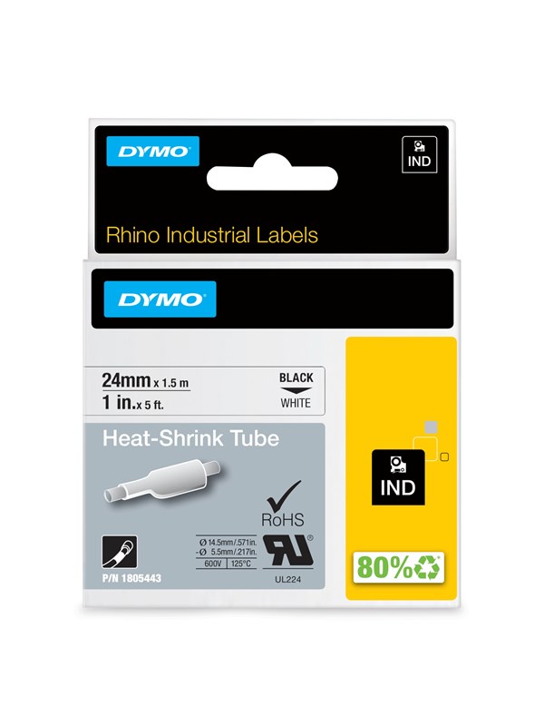 DYMO ® Rhino Industrial Tape 24 mm x 1.5 m heat shrink tube black on white