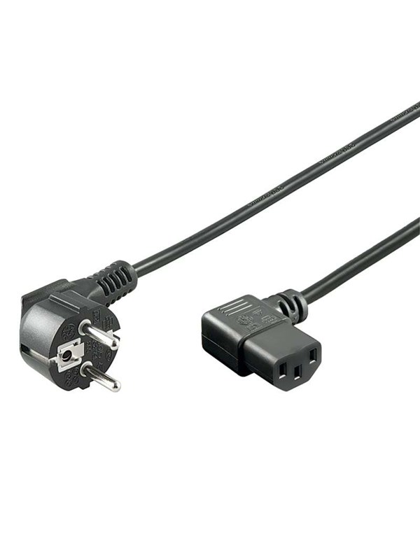 Stroomkabel schuko naar C13 haaks 2m zwart