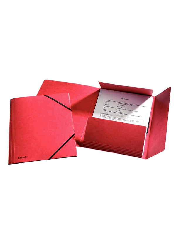 Esselte Rainbow 3-klepsmap karton met elastiek Rood