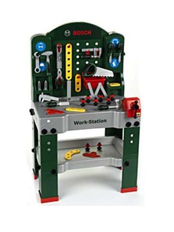 Klein Toys Bosch mini speelgoed werkbank- 44 onderdelen - incl. leerfunctie, bandschroef en talrijke opbergmogelijkheden - groen