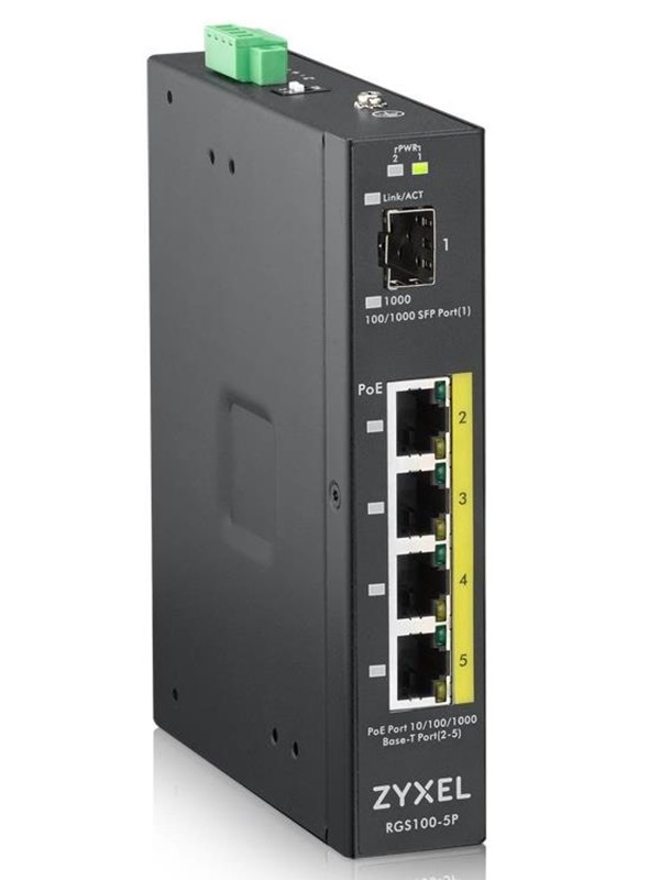 Zyxel RGS100-5P Unmanaged L2 Gigabit Ethernet (10/100/1000) Power over Ethernet (PoE) Zwart