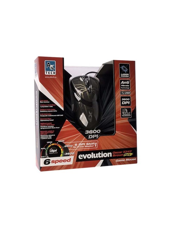 A4Tech EVO XGame Laser Oscar X747 Bruin Fire - Muis - Laser - 7 knoppen