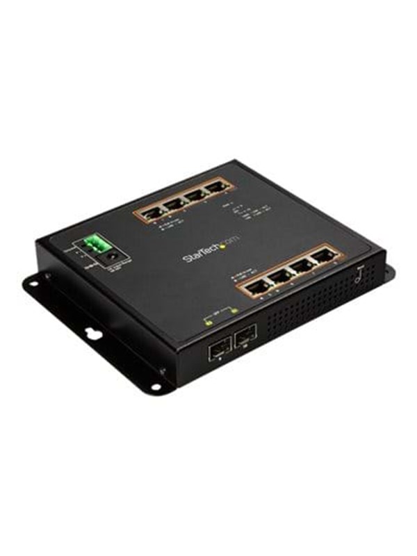 StarTech.com 8-Port PoE+ Gigabit Ethernet Switch plus 2 SFP Connections - Managed - Wall Mount with Front Access