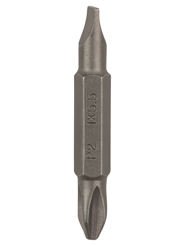 Bosch BITS DOBBELT LS 1.0X5.5-PH2 45MM: Dubbele bits met lange steel, maat 1.0x5.5 en PH2, lengte van 45mm