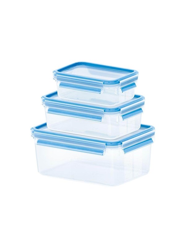 Emsa 508566 Clip & Close Vershouddozen 0.55L/1L/2.3L 3 Stuks Blauw