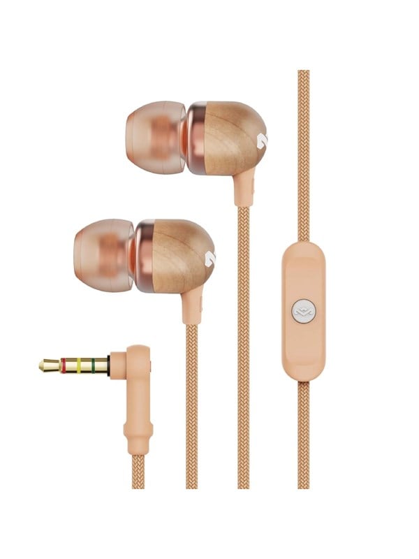 House of Marley Smile Jamaica Oortjes met Draad - Bedrade Oordopjes 3,5 mm Aansluiting - Met Microfoon en 1knopsbediening - Eco Friendly Design - 9 mm Drivers - Knoopvrije Kabel - Copper
