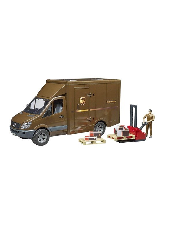 Bruder MB Sprinter UPS met chauffeur en accessoires