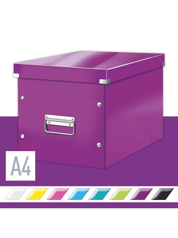 Leitz Wow Click & Store Kubus Grote Opbergdoos - 80% Gerecycled Karton - 32x36 cm (BxD) - Paars