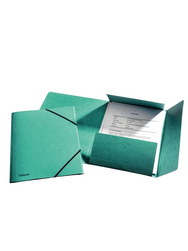 Esselte Rainbow 3-klepsmap karton met elastiek Groen