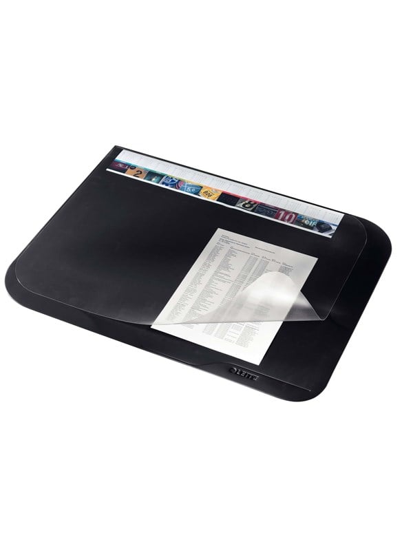 Leitz Deskmat 50x65 Zwart w.clear plast.