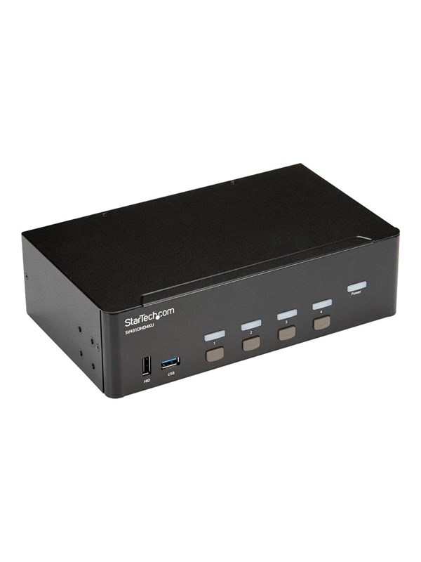 StarTech.com 4 Port HDMI KVM-schakelaar - 4K 30Hz - Dual Display - KVM / audio / USB Schakelaar - 4 ports - Rek-monteerbaar