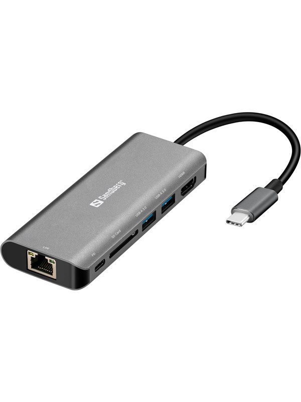 Sandberg USB-C Dock / HDMI+LAN+SD+USB 61W: USB-C-dock / HDMI + LAN + SD + USB 61W