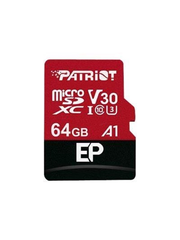 Patriot EP V30 A1 microSD 64GB - 64 GB - microSDXC - Class 10, Class A1, UHS Class 3, Video Speed Class 30