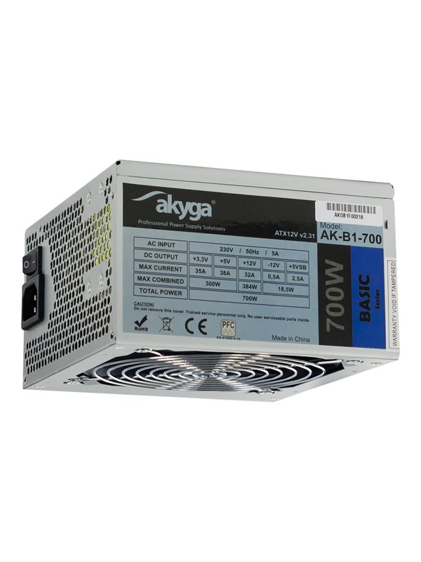 Akyga Basisreeks Voeding - 700 Watt - 120 mm - ATX 2.31 - 80 Plus