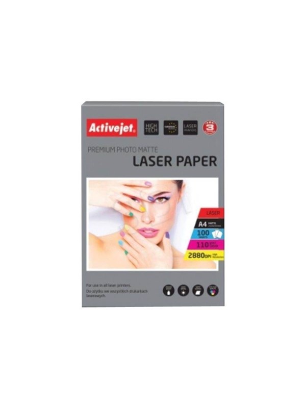 ActiveJet Laser Premium Matte Foto A4 matt weiß Papier Fotos - Papiere Fotos (Laser/A Tintenstrahldrucker, A4, 100 Blatt, matt, Weiß)
