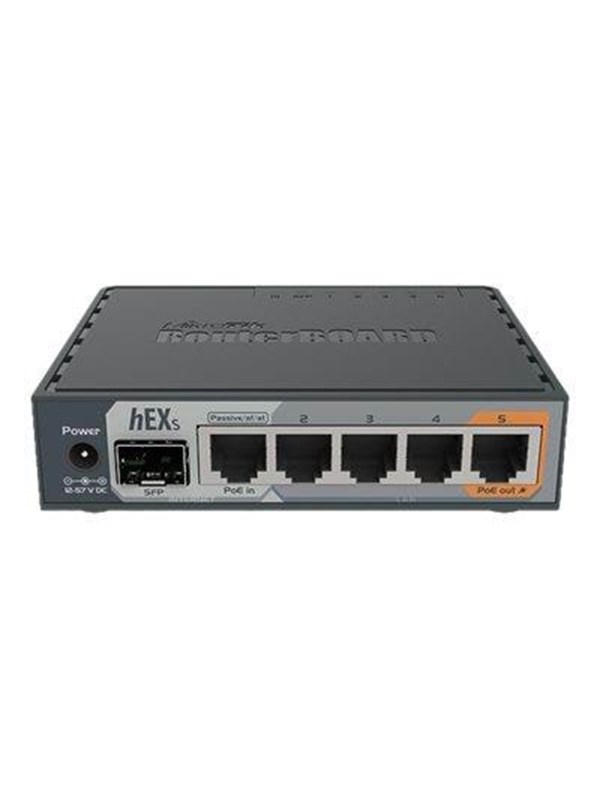 MikroTik hEX S RB760iGS 5x Gigabit Ethernet SFP Dual Core 880MHz CPU 256MB RAM USB microSD RouterOS L4 IPsec hardware encryption support and The Dude server package - Router