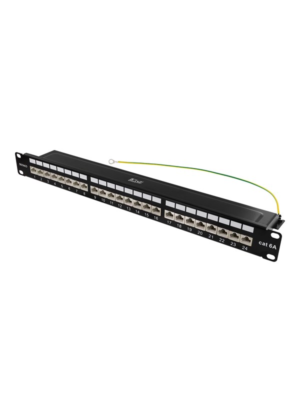 Deltaco STP patchpaneel 24xRJ45 Cat6a 1U 19