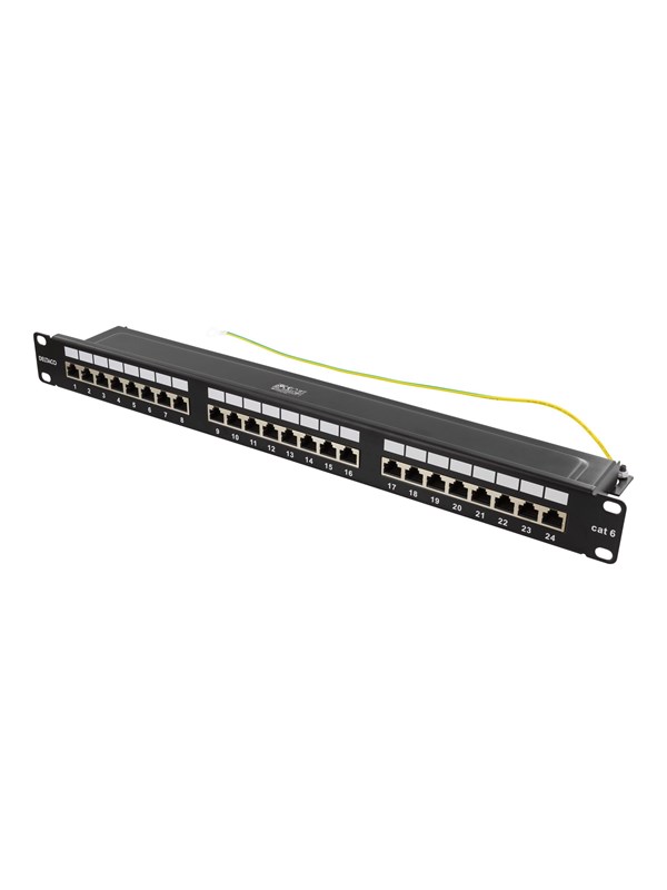 Deltaco STP patchpaneel 24xRJ45 Cat6 1U 19" m