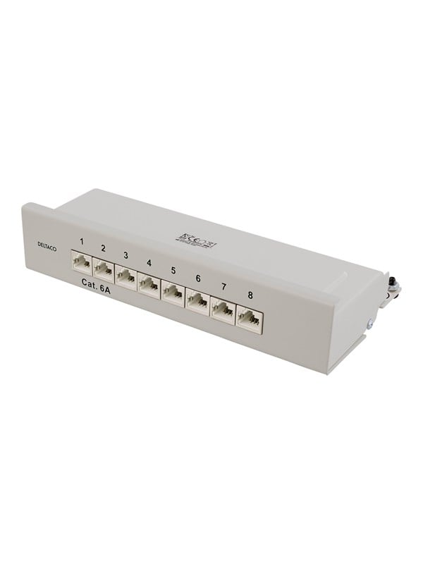 Deltaco Patchpaneel 8xRJ45 Cat6a wandmonteerbaar