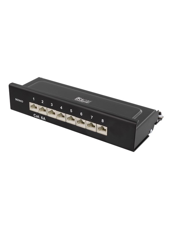 Deltaco Patchpaneel 8xRJ45 Cat6a wandmonteerbaar