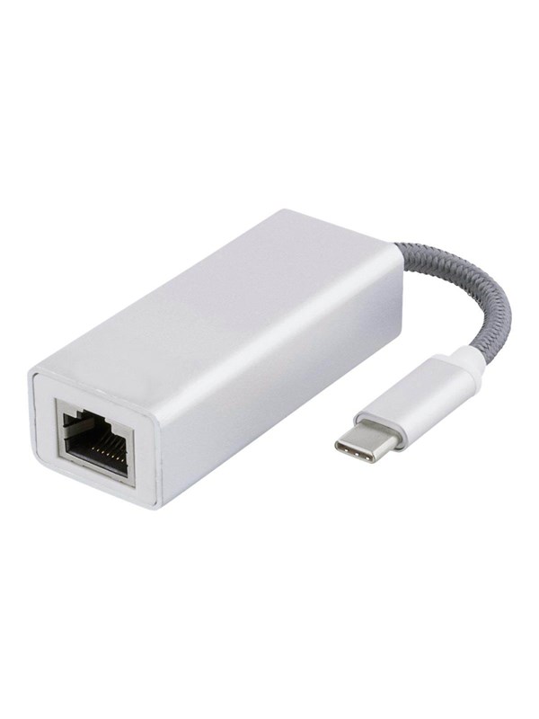 Deltaco USB C Network Adapter Gigabit RJ45 white