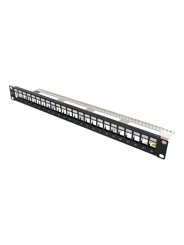 Deltaco 19" Keystone patchpaneel 24 poorten 1U gr
