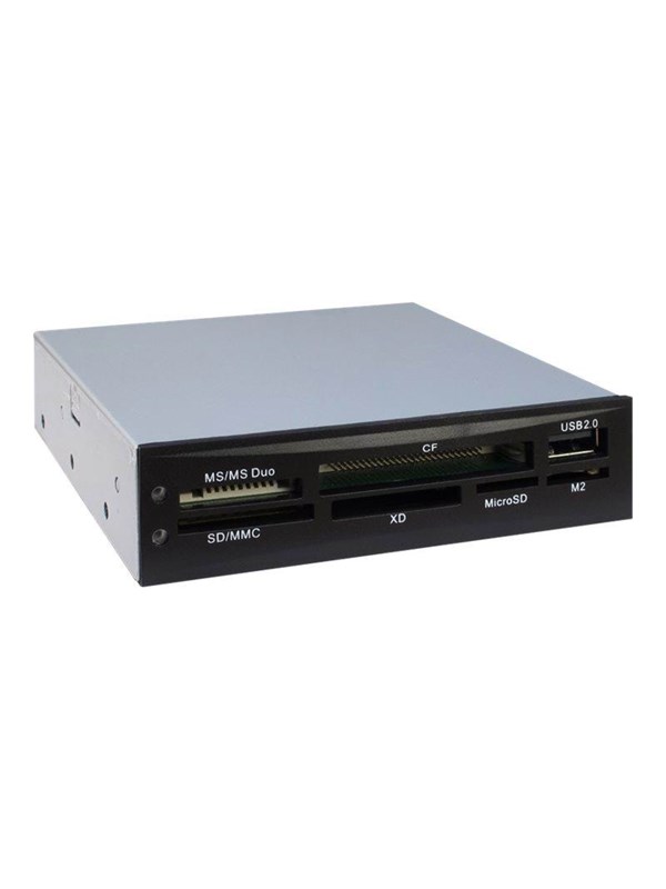 Inter-Tech CI-02 | Interne geheugenkaartlezer | USB 2.0 | 3.5 bay | Ondersteunt CF, SD, microSD, MS, xD | Zwart