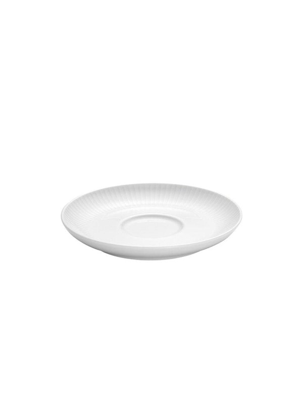 Pillivuyt Plissé schotel van 14 cm past bij Plissé kopje van 18 cl.