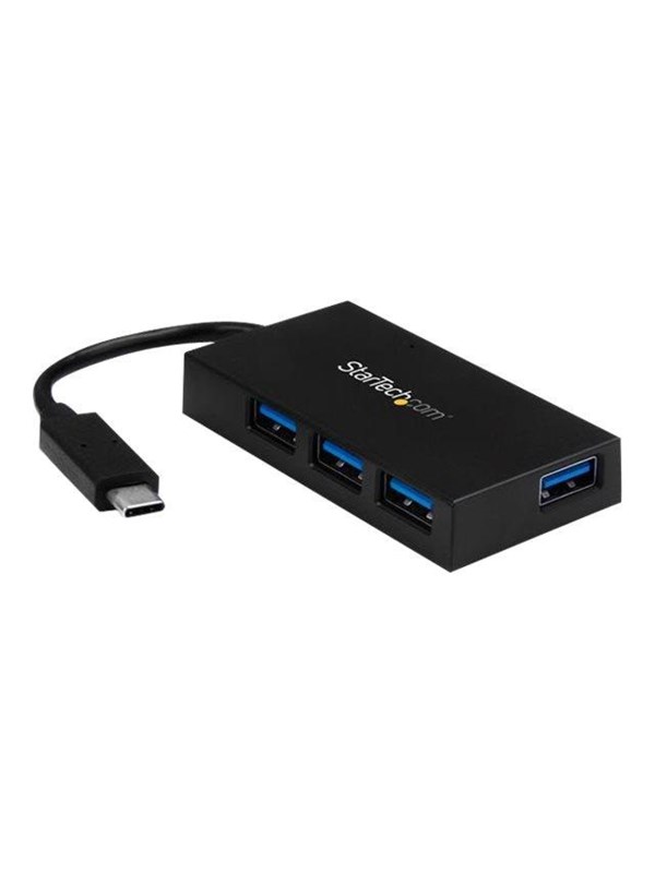 StarTech.com 4-Port USB-C Hub - USB-C to 4x USB-A - USB 3.0 Hub - Includes Power Adapter - hub - 4 ports USB hub - 4 - USB 3.2 - Zwart