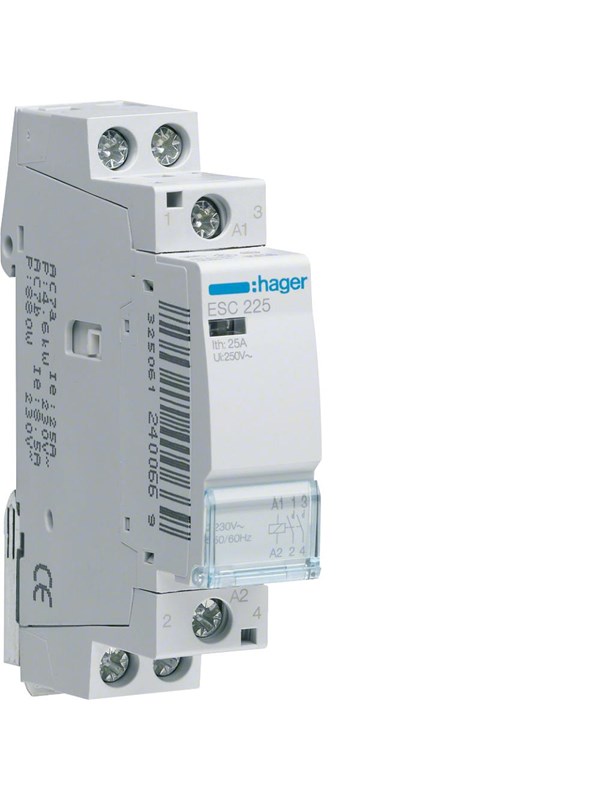 Hager - Contact geruisloos 2X25A 2NO 230V/220VDC - ESC225S