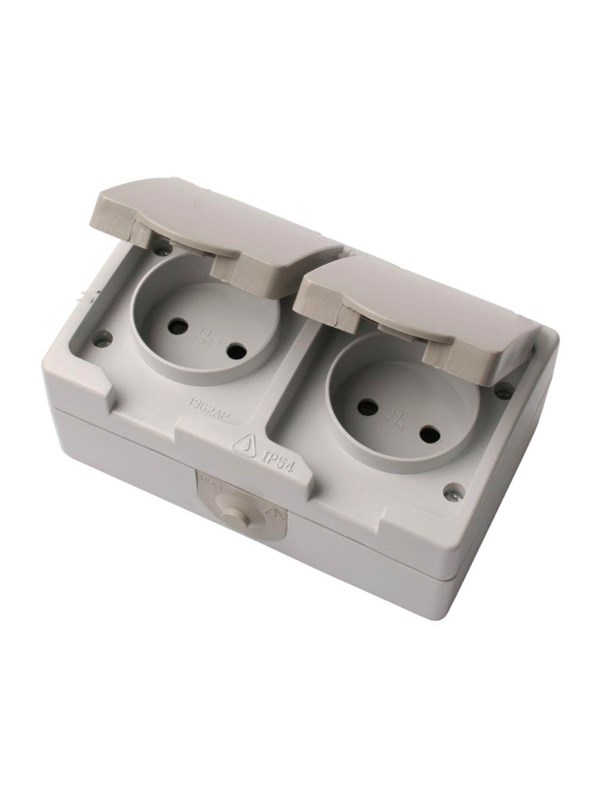 Elworks Switch double ip54 horizontal grey