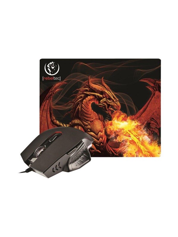 Rebeltec Rood Dragon - Muis - USB - Muis - Optisch - 6 knoppen - Zwart