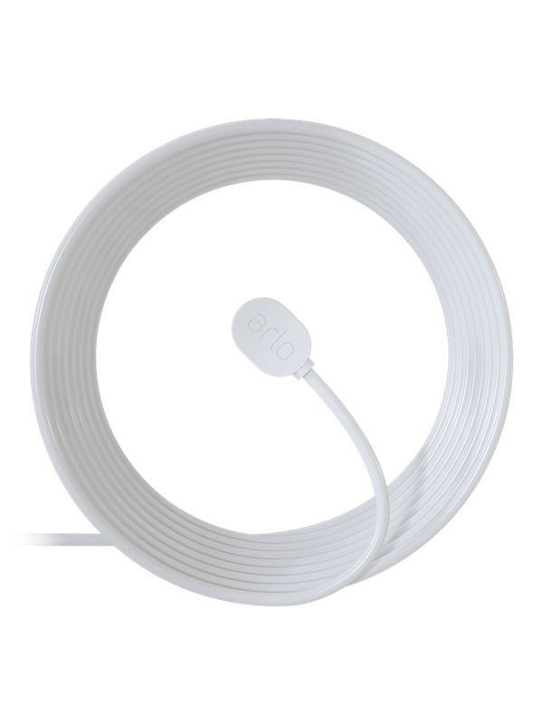 Arlo magnetische stroomkabel voor buiten (wit) - STROOMKABEL - Arlo Gecertificeerd Accessoire - 7,6 m magnetische stroomkabel - Compatibel met Arlo Ultra 2 (+XL), Pro 5, pro 4 (+XL), Pro 3, Go 2 beveiligingscamera's & floodlight - VMA5600C-100PES
