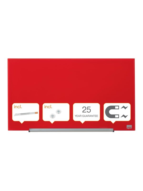 Nobo Impression Pro Glass Magnetic Whiteboard 31" 68x38cm Red